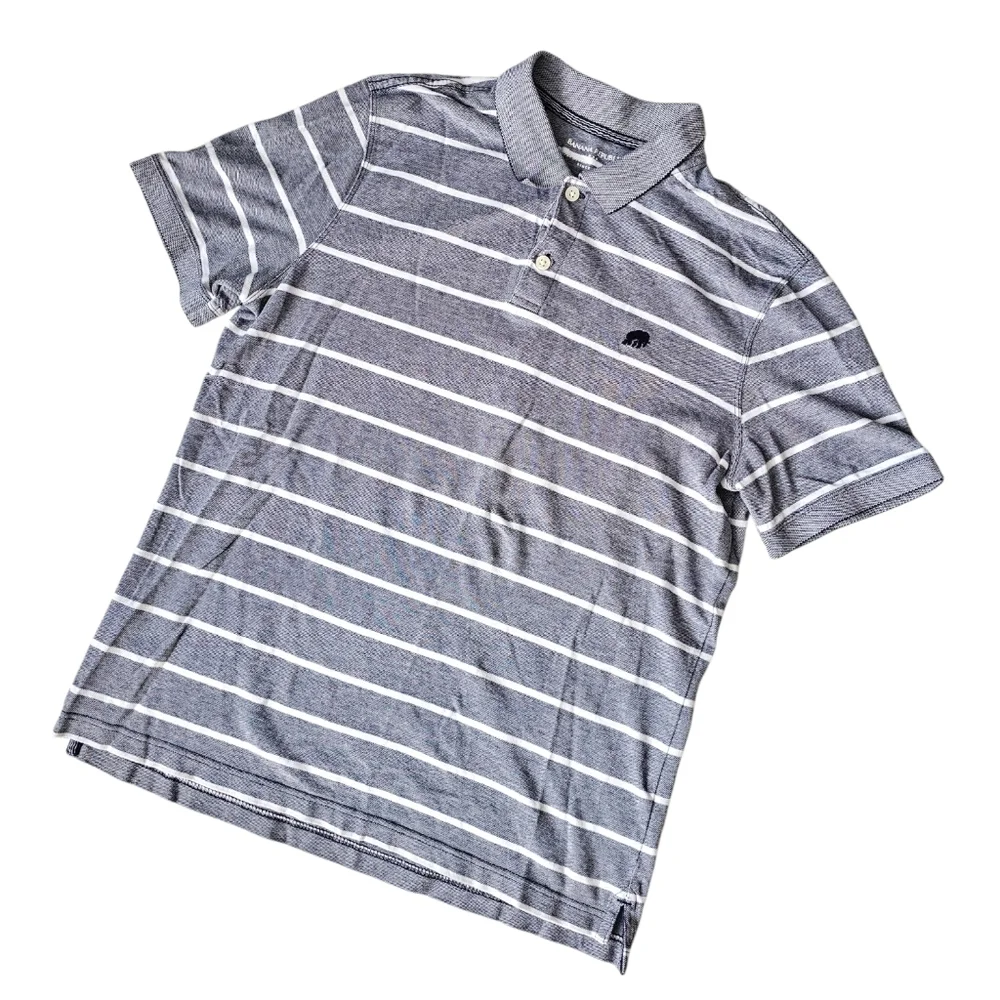 ⛳ Banana Republic Mens Collared Striped Polo - Size L